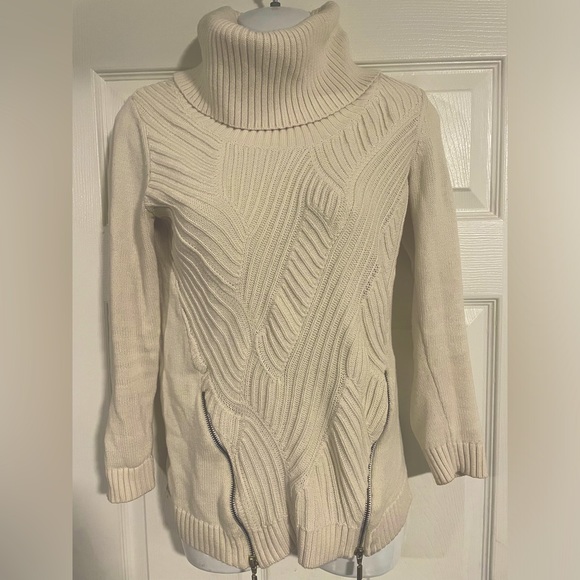 I.N.C. International Concepts cream turtleneck sweater with zippers size S - Picture 1 of 4